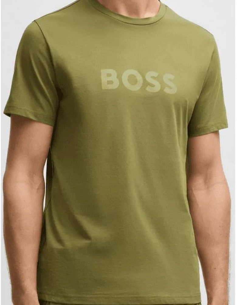 RN Logo Print Regular Fit Green T-Shirt