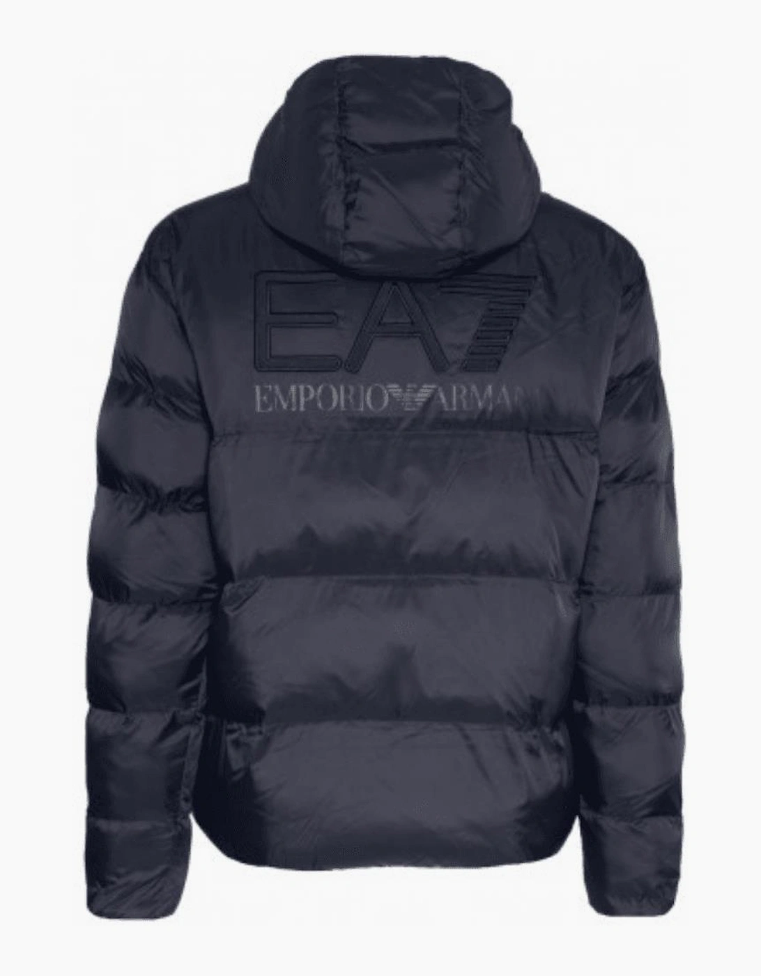 Rear Embroidered Logo Navy Puffer Jacket