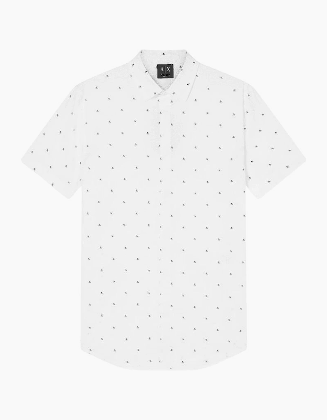Armani Exchange Men's White Slim Fit Poplin Logo Short Sleeve Shirt - Size 44/Regular