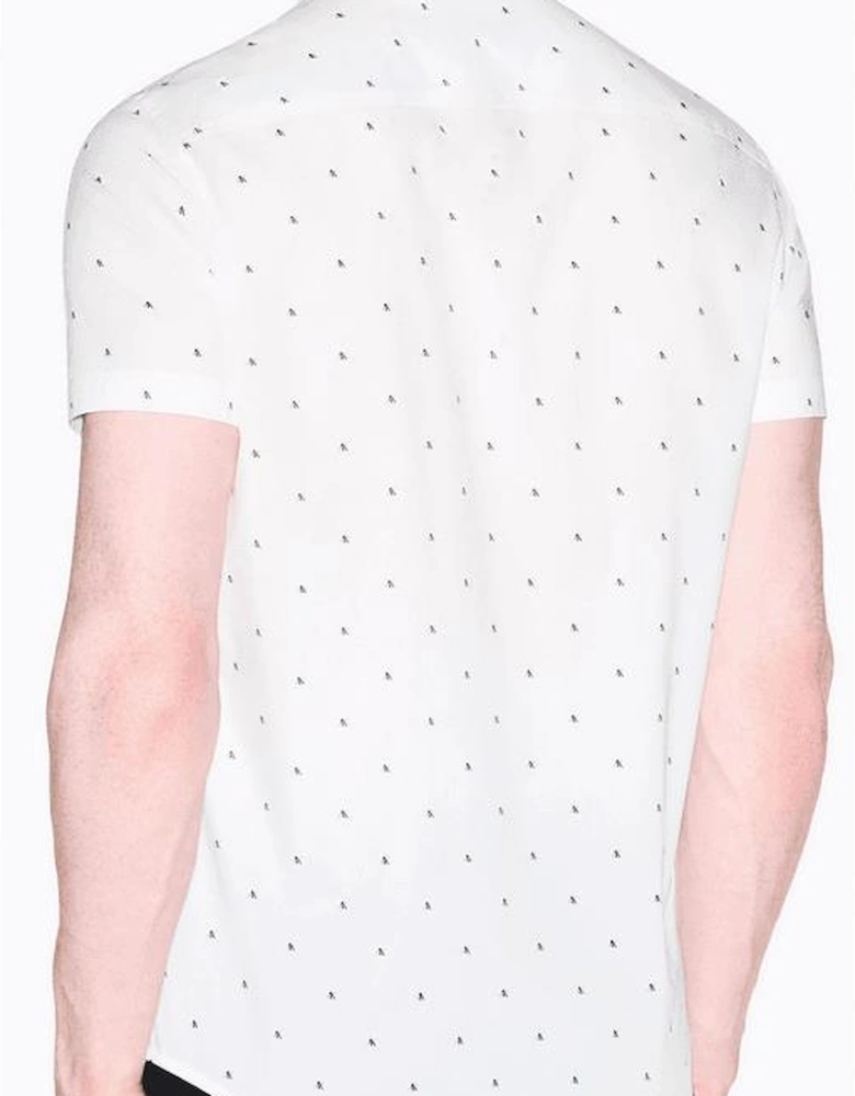 Slim Fit Poplin Logo White Short Sleeve Shirt