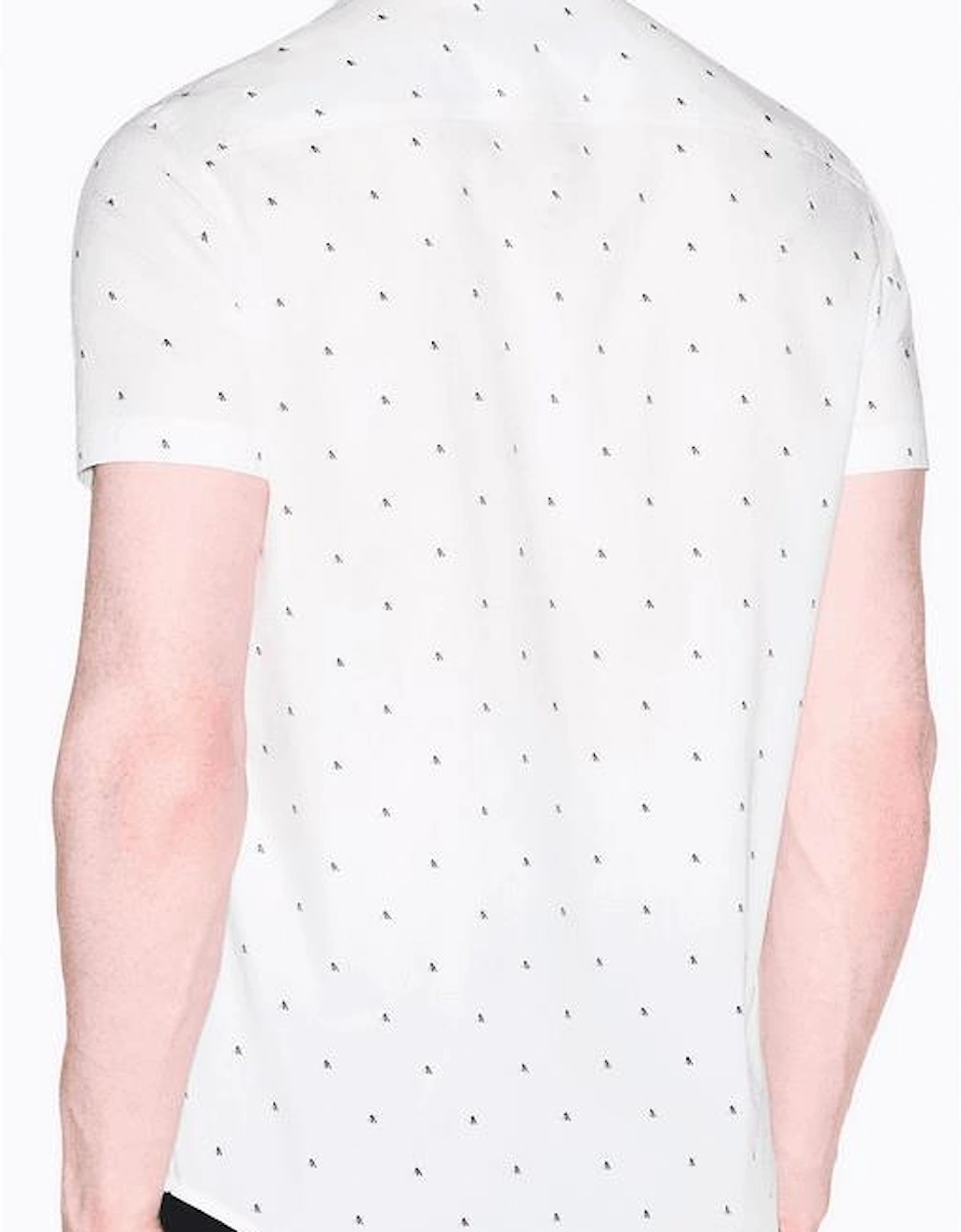 Slim Fit Poplin Logo White Short Sleeve Shirt