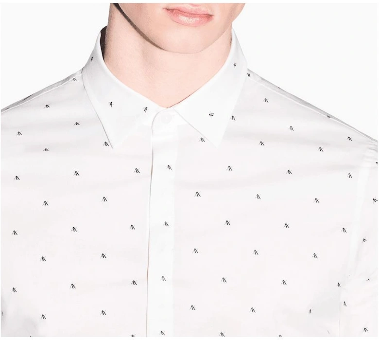 Slim Fit Poplin Logo White Short Sleeve Shirt