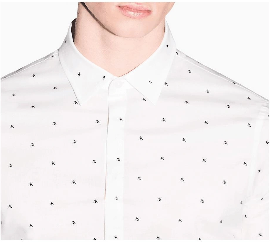 Slim Fit Poplin Logo White Short Sleeve Shirt