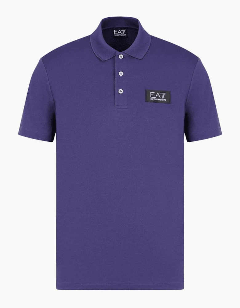 Rubberised Stamp Logo Violet Blue Polo Shirt
