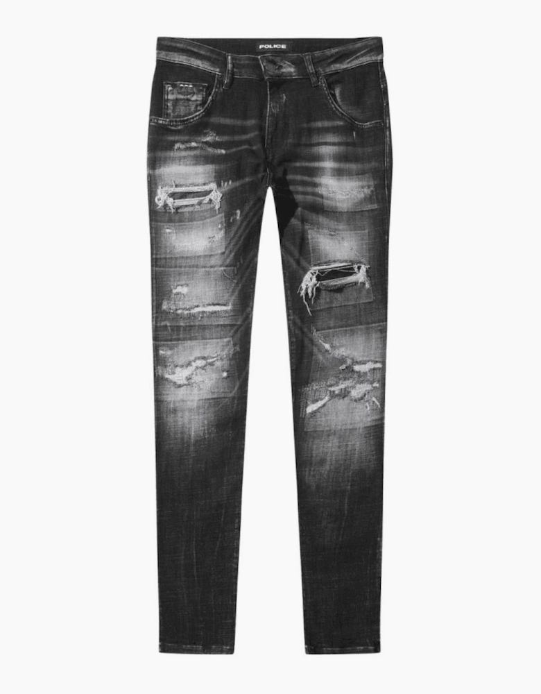 LAT 976 Slim Fit Black Ripped Wash Jeans