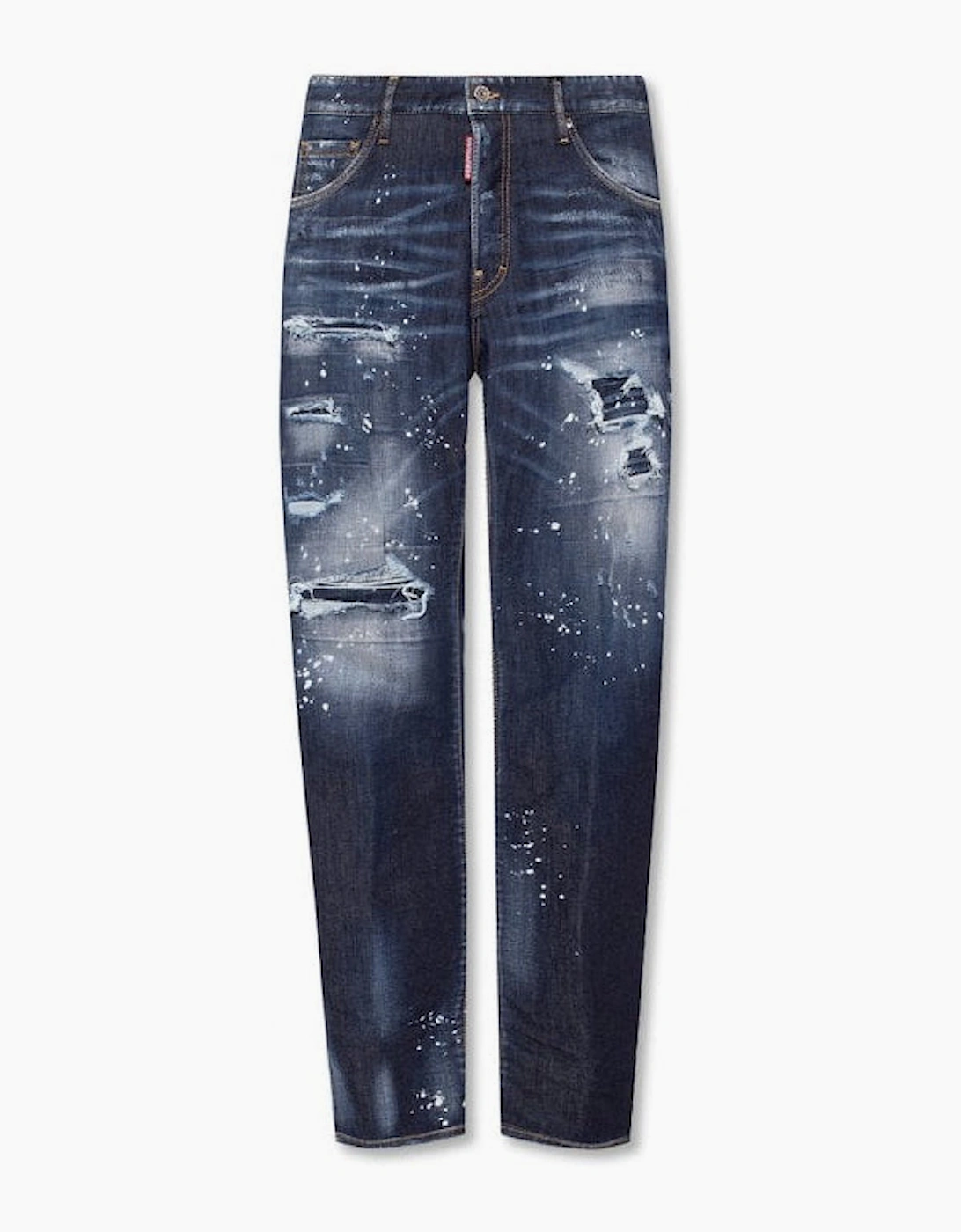 Cotton Rip and Repar Mid Wash Paint Splatter Cool Guy Jeans