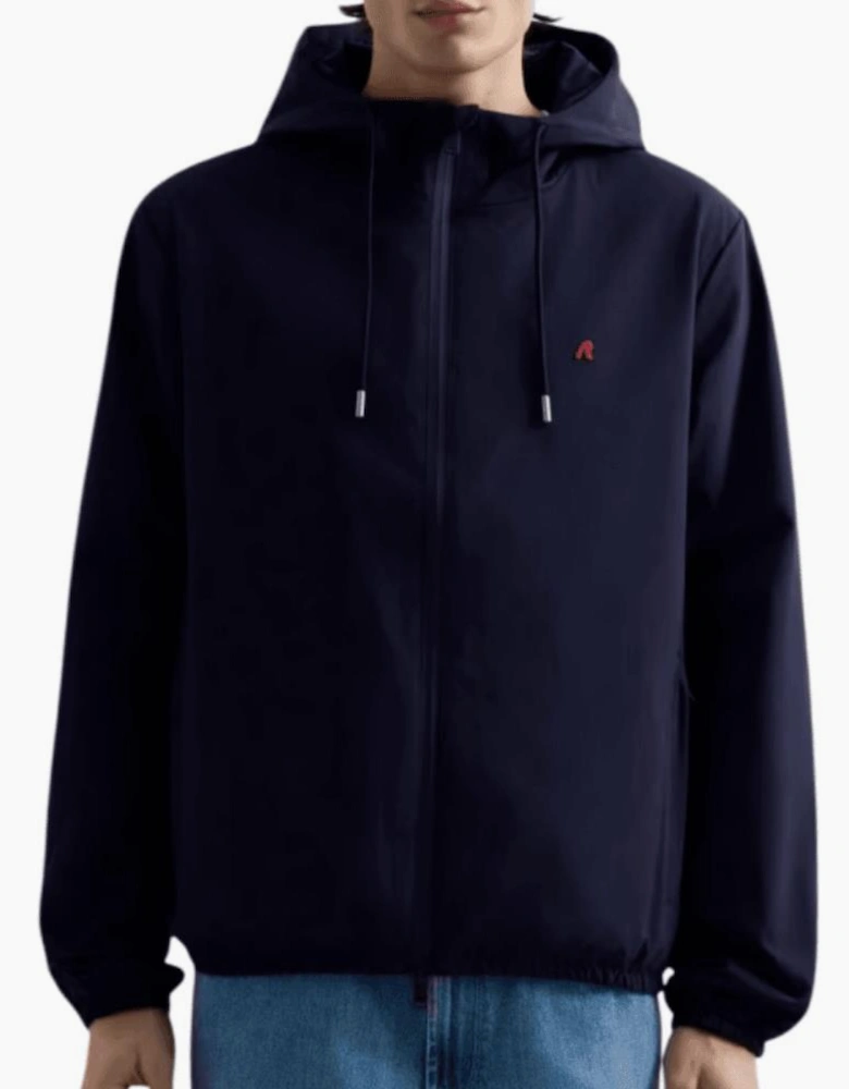 Nylon Embroidered Logo Navy Windbreaker Jacket