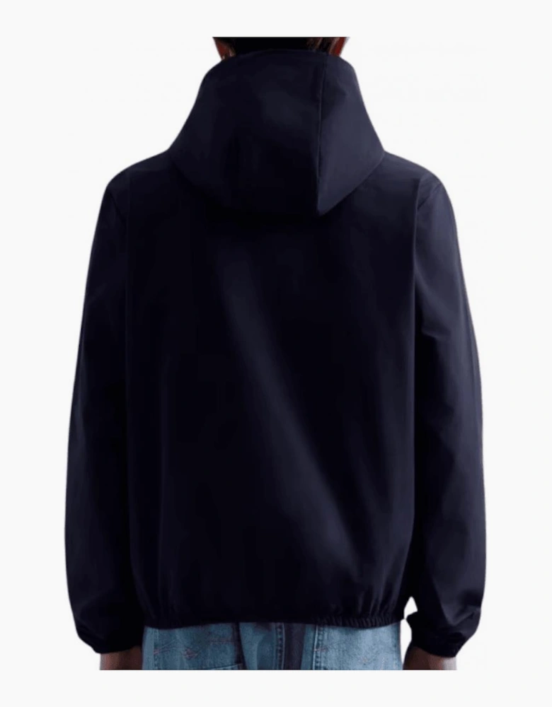 Nylon Embroidered Logo Navy Windbreaker Jacket