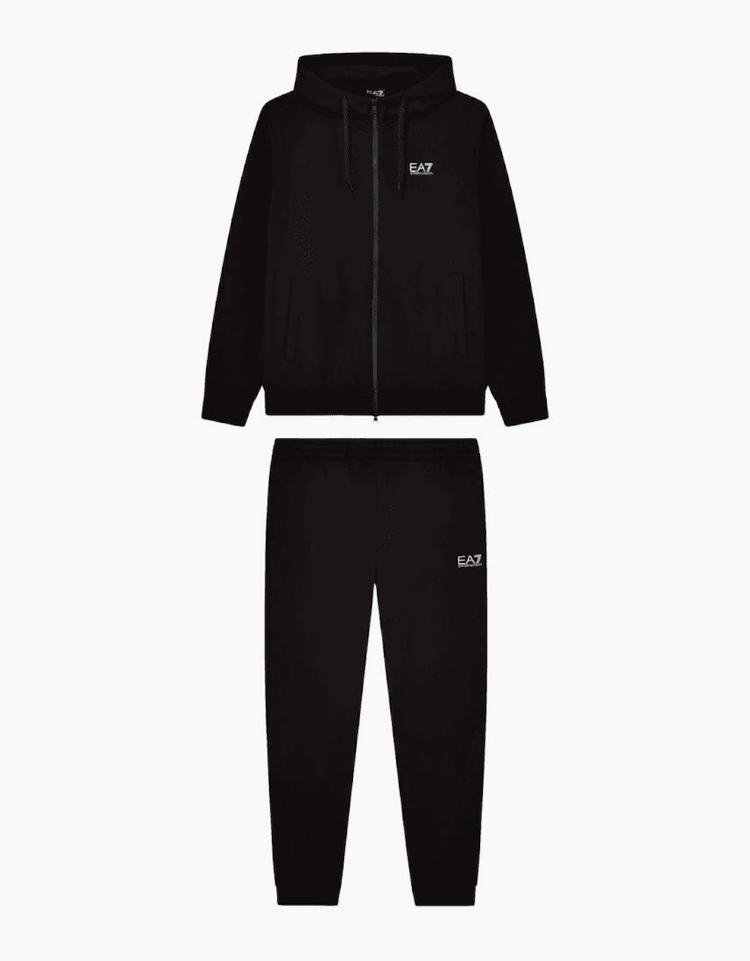 Core ID Zip Hooded Black Cotton Tracksuit