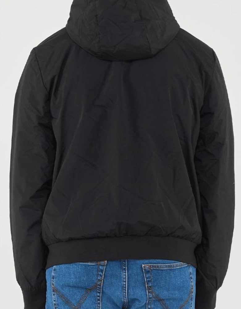 Technical Fabric hooded Black Bomber Jacket