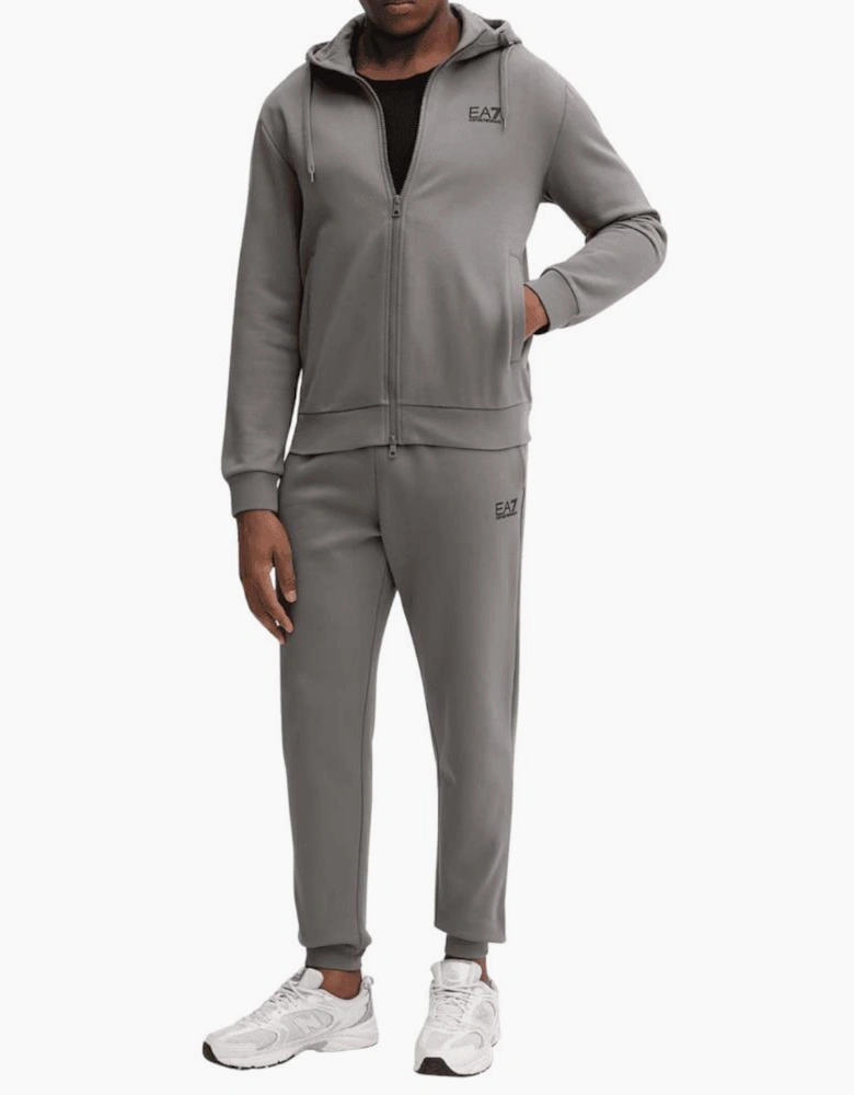 Core ID Zip Hooded Grey Cotton Tracksuit