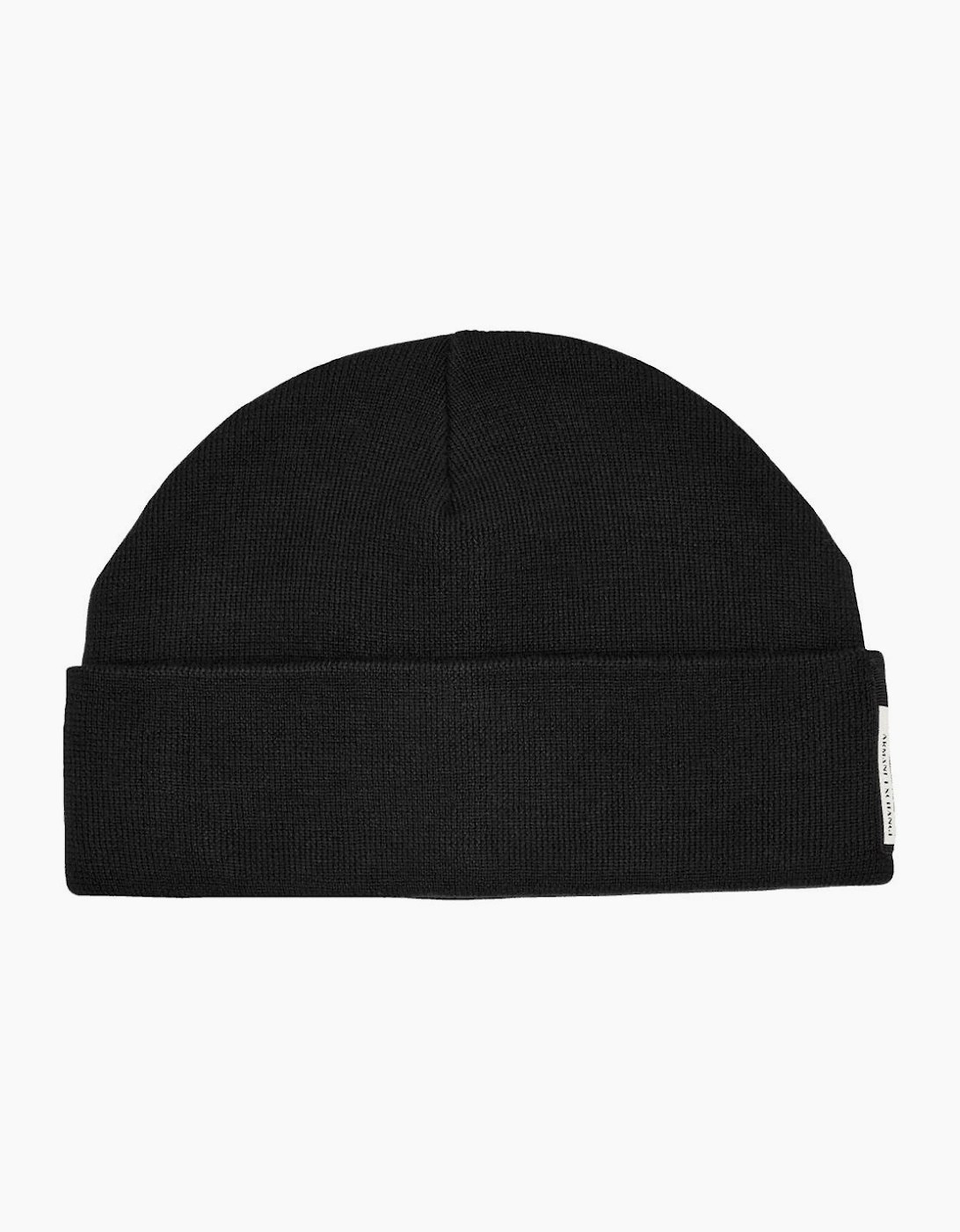Embroidered Tab Logo Black Beanie Hat