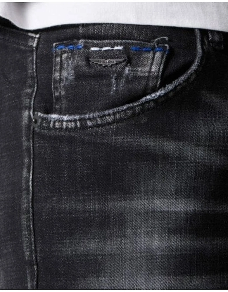 Deniro Slim Fit Ripped Paint Splatter Grey Jeans