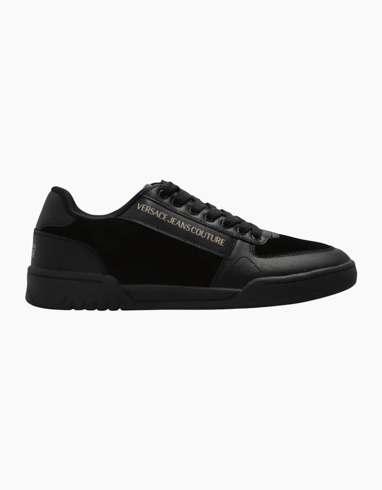 Brooklyn Gold Logo Low-Top Suede Triple Black Trainers