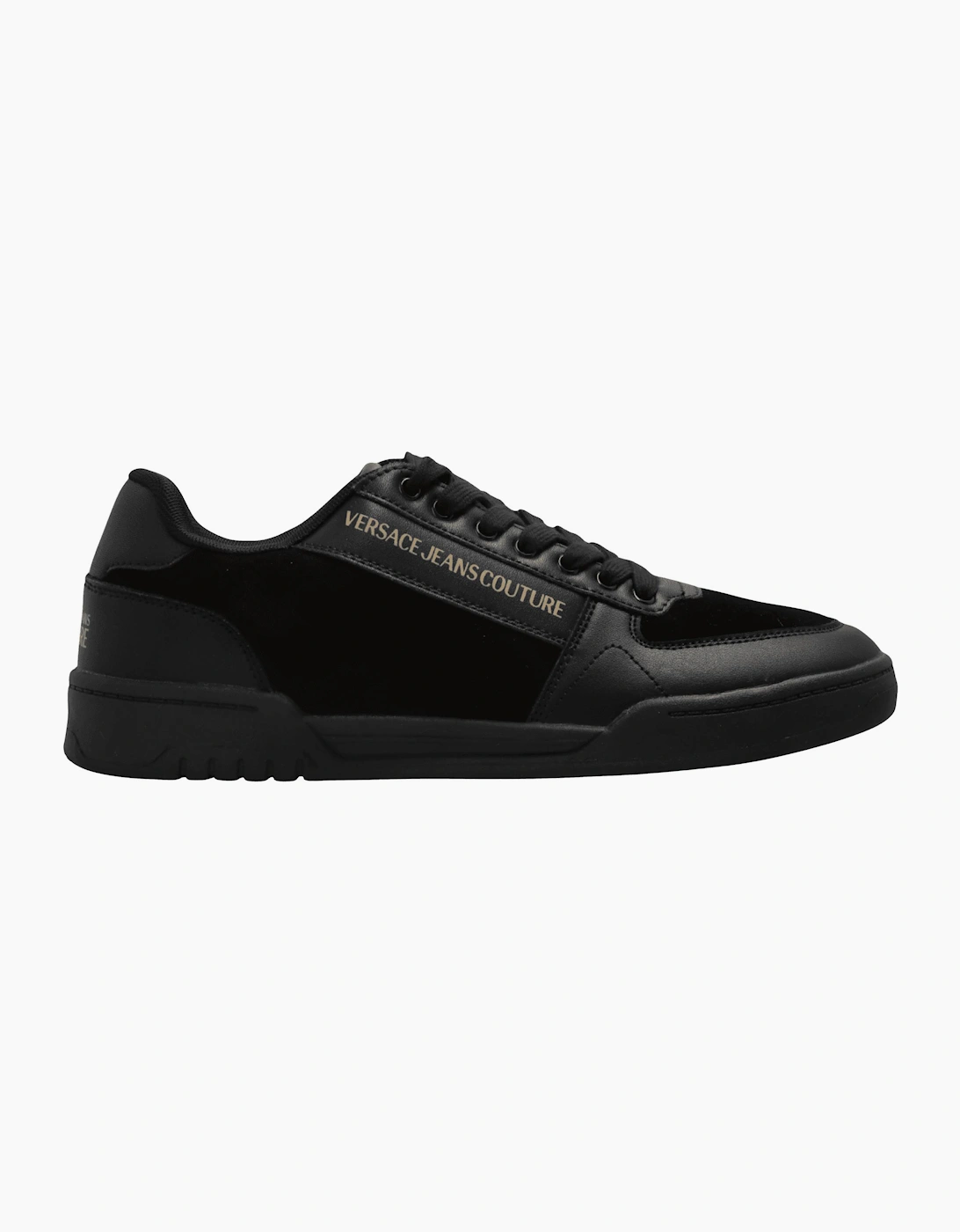 Brooklyn Gold Logo Low-Top Suede Triple Black Trainers