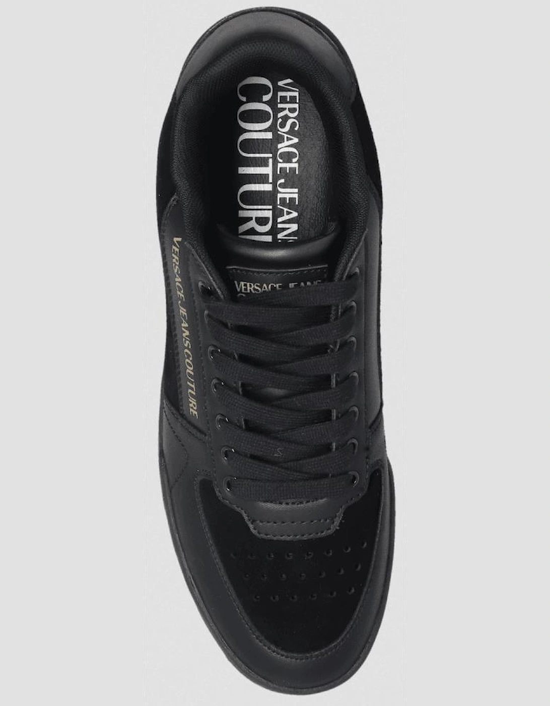 Brooklyn Gold Logo Low-Top Suede Triple Black Trainers