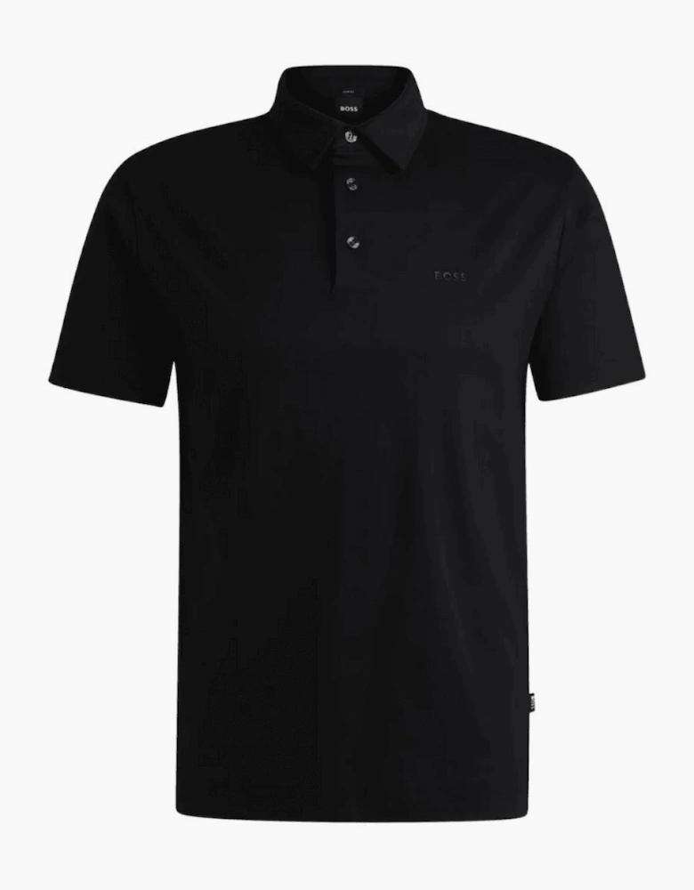 Palosh Cotton Rubberised Logo Black Polo Shirt
