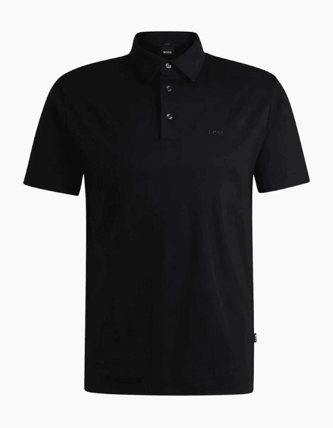 Palosh Cotton Rubberised Logo Black Polo Shirt