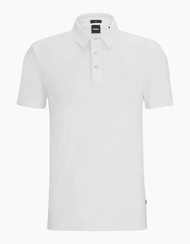 Palosh Cotton Rubberised Logo White Polo Shirt