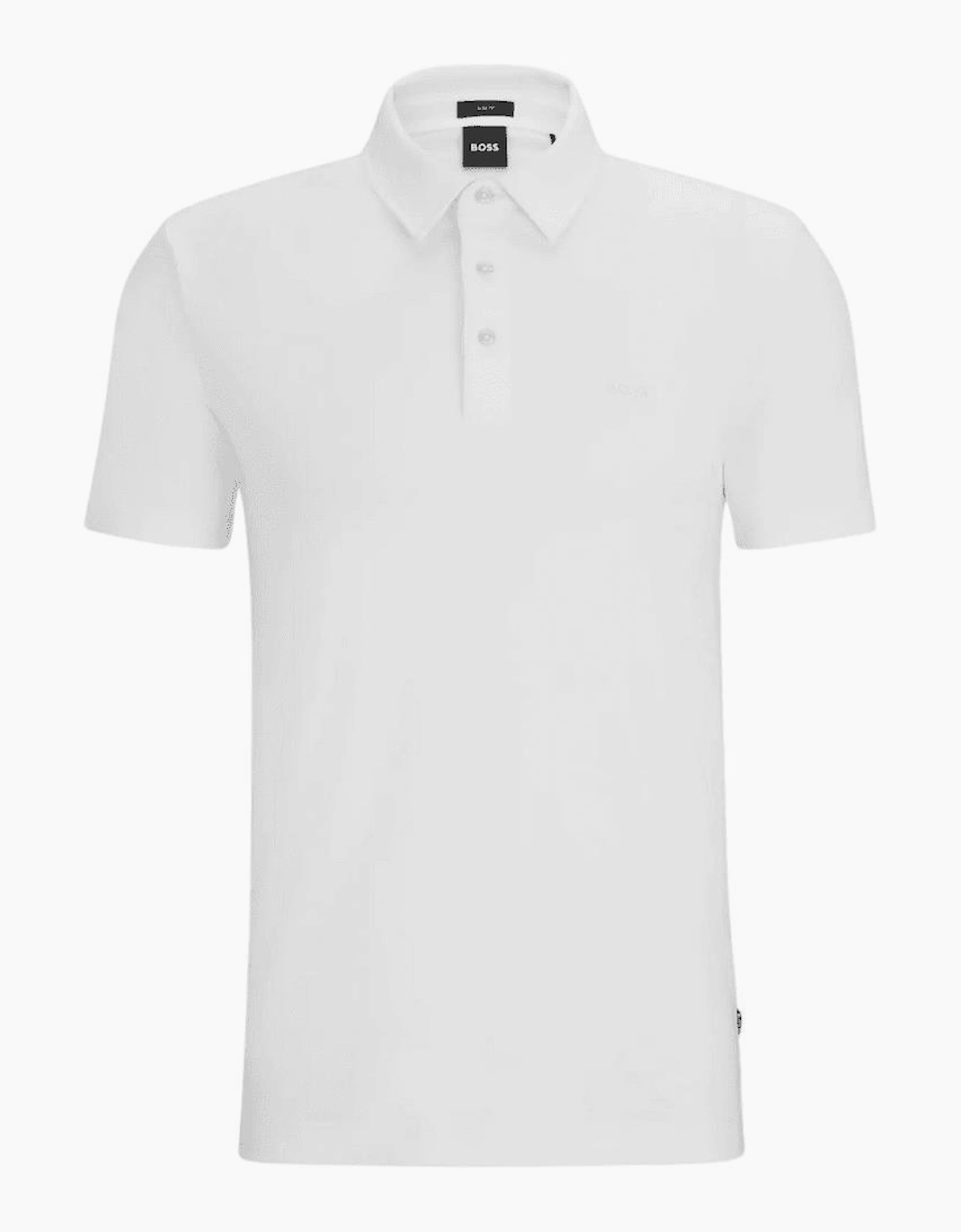 Hugo Boss Men's Palosh Cotton Rubberised Logo White Polo Shirt - Size, 44
