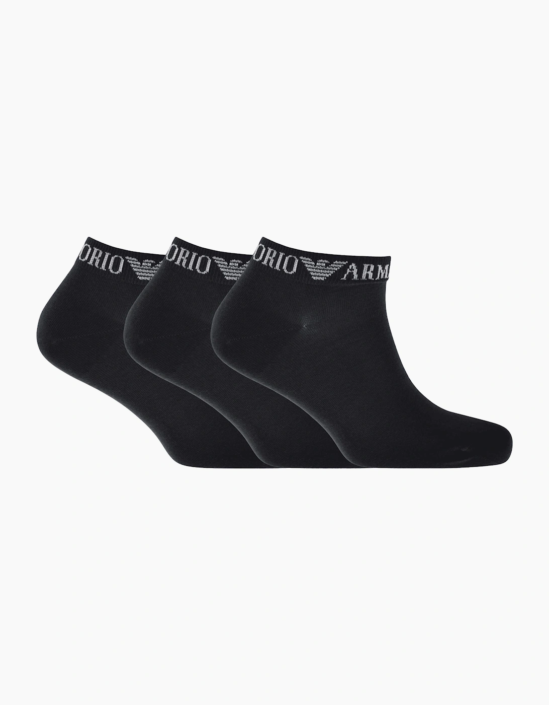Cotton 3-Pair EA Logo Navy Ankle Socks
