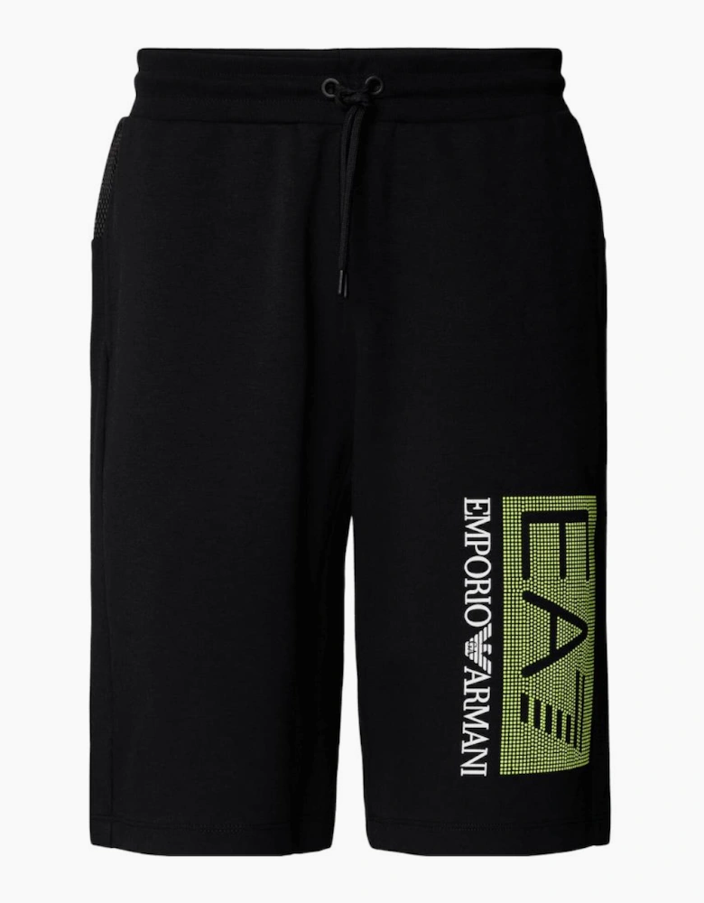 Rubberised Pixel Logo Cotton Black Shorts