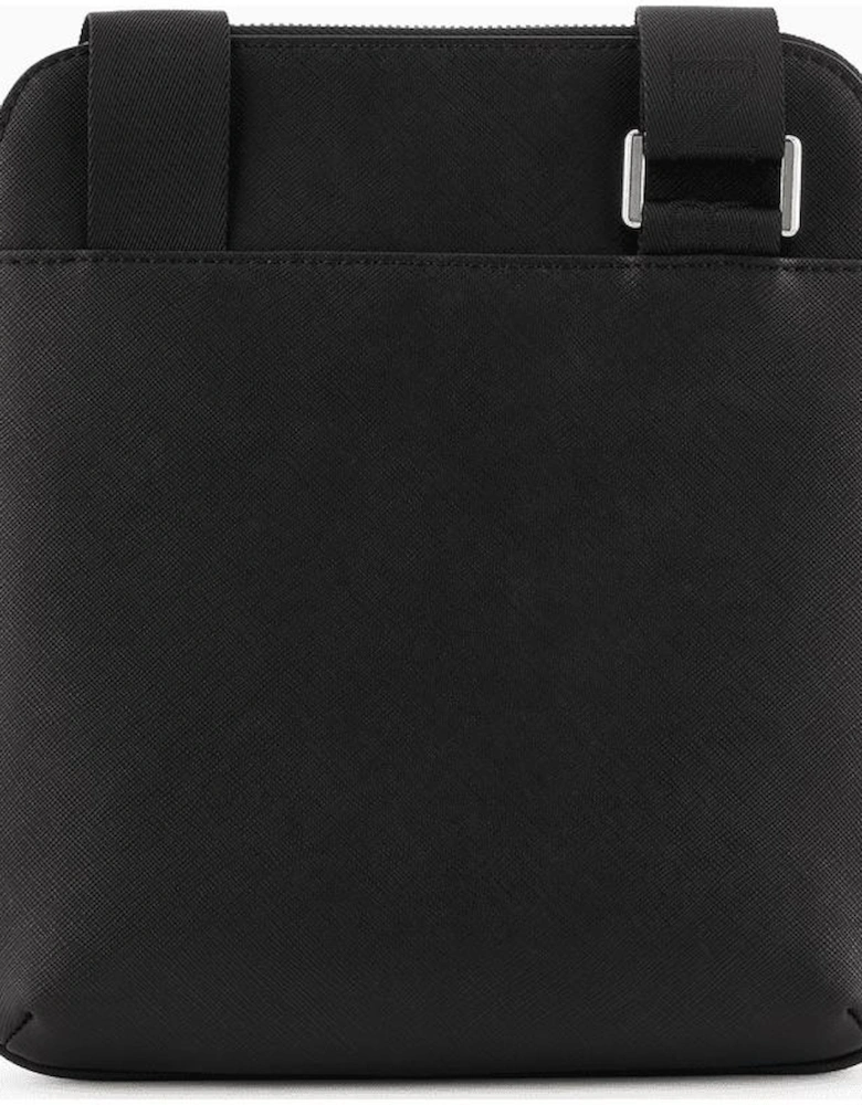ASV Eagle Logo Black Leather Shoulder Bag
