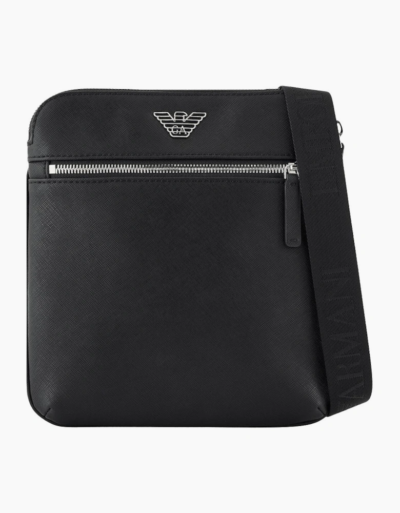 ASV Eagle Logo Black Leather Shoulder Bag