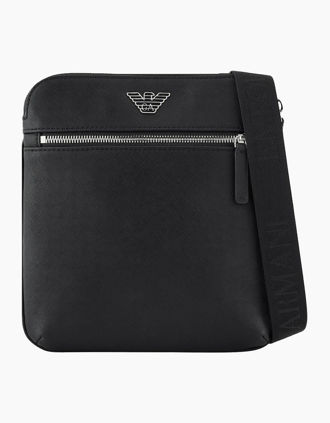 ASV Eagle Logo Black Leather Shoulder Bag