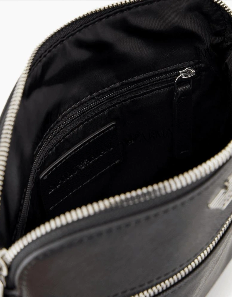 ASV Eagle Logo Black Leather Shoulder Bag
