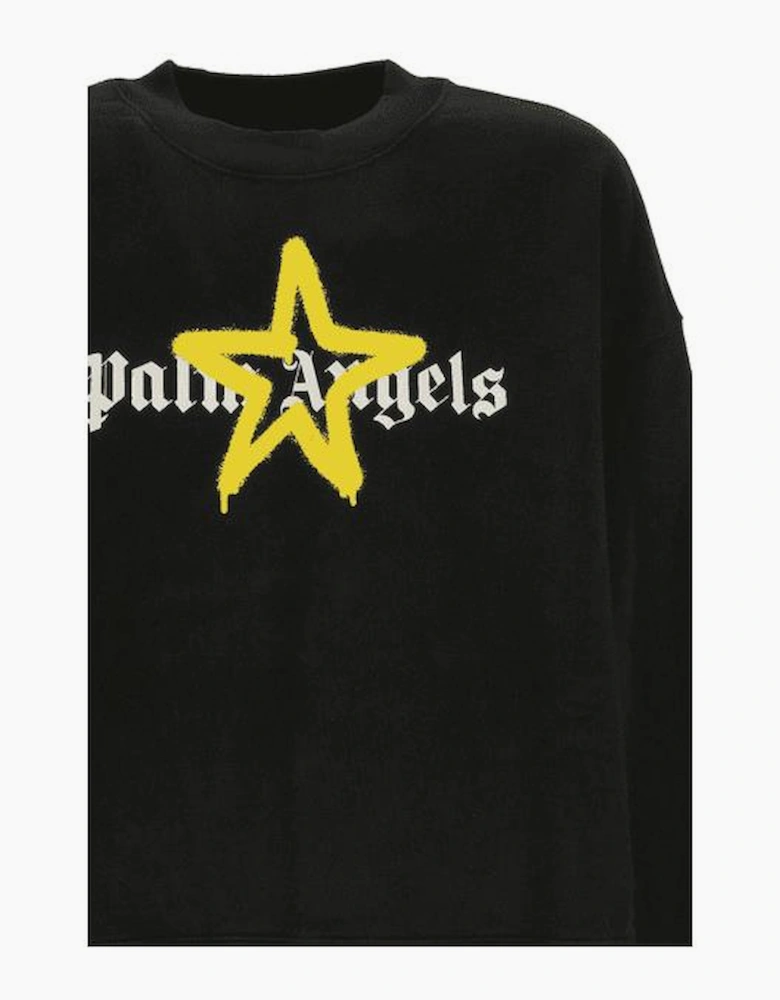 Spray Yellow Star Logo Black Sweatshirt