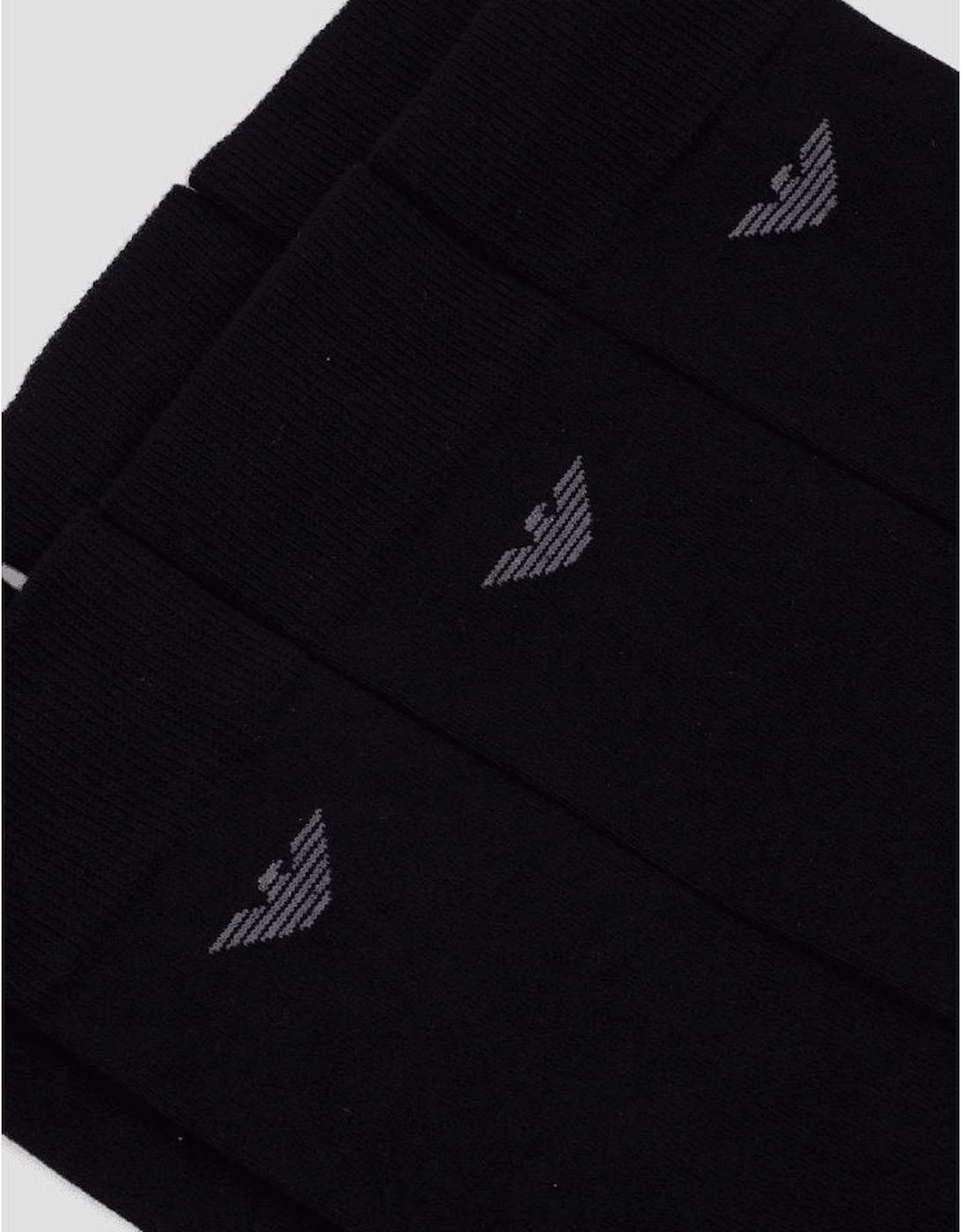 Cotton 3-Pack Eagle Logo Black Socks