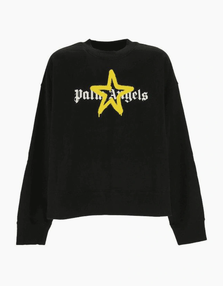 Spray Yellow Star Logo Black Sweatshirt