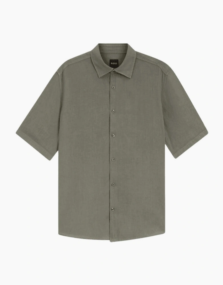 Rash_2 Regular Fit Linen Grey/Green Shirt