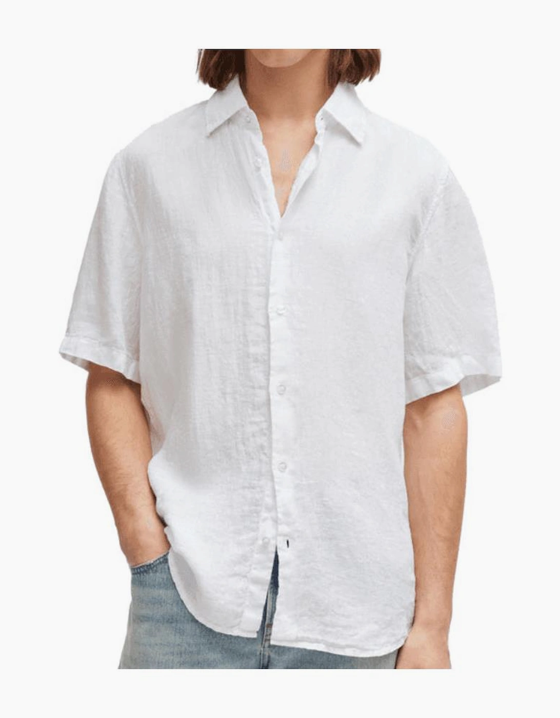 Rash_2 Regular Fit Linen White Shirt