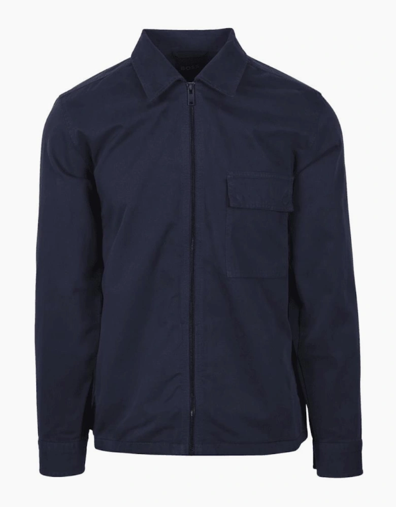 Lorum Cotton Zip Up Deep Blue Overshirt