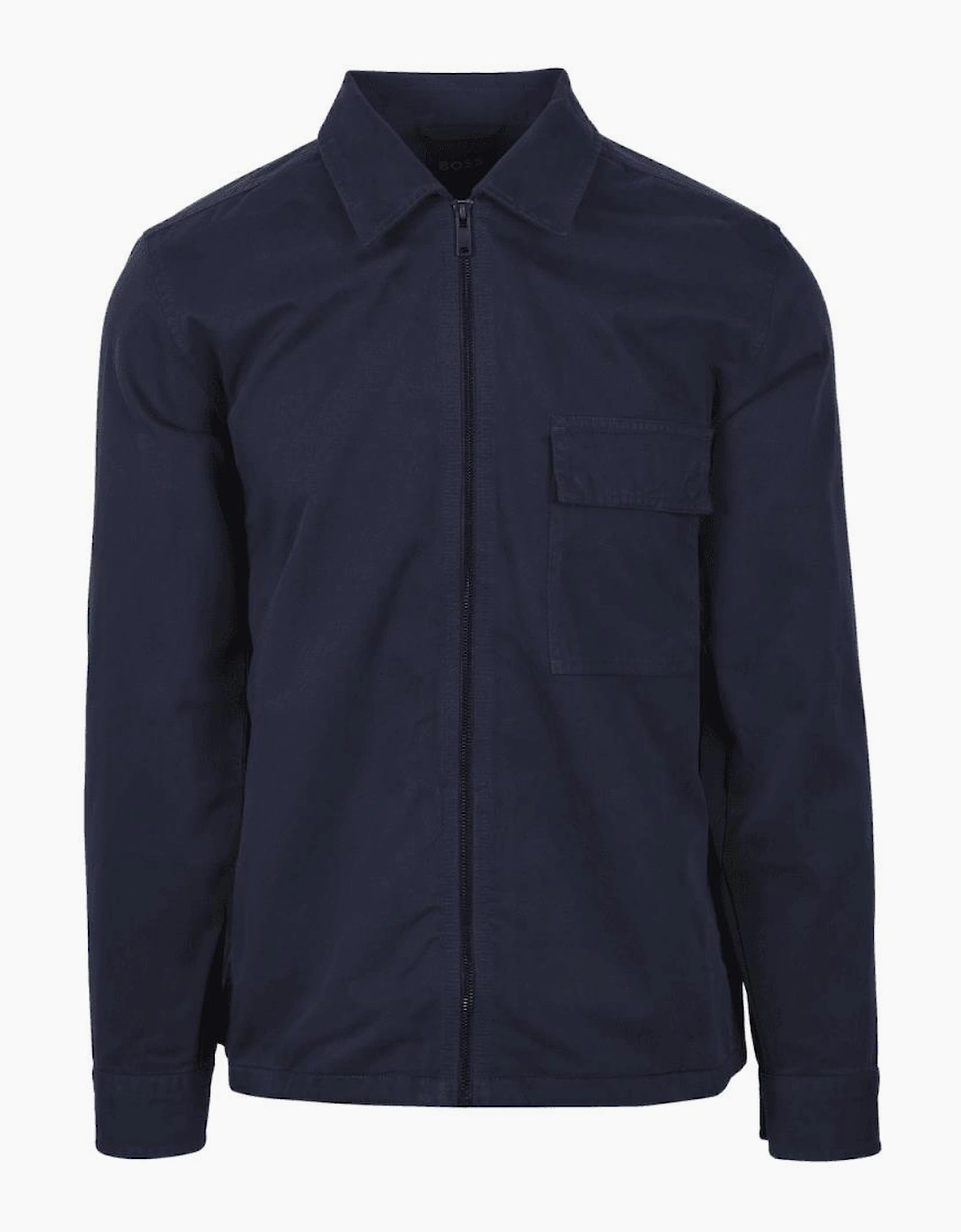 Lorum Cotton Zip Up Deep Blue Overshirt