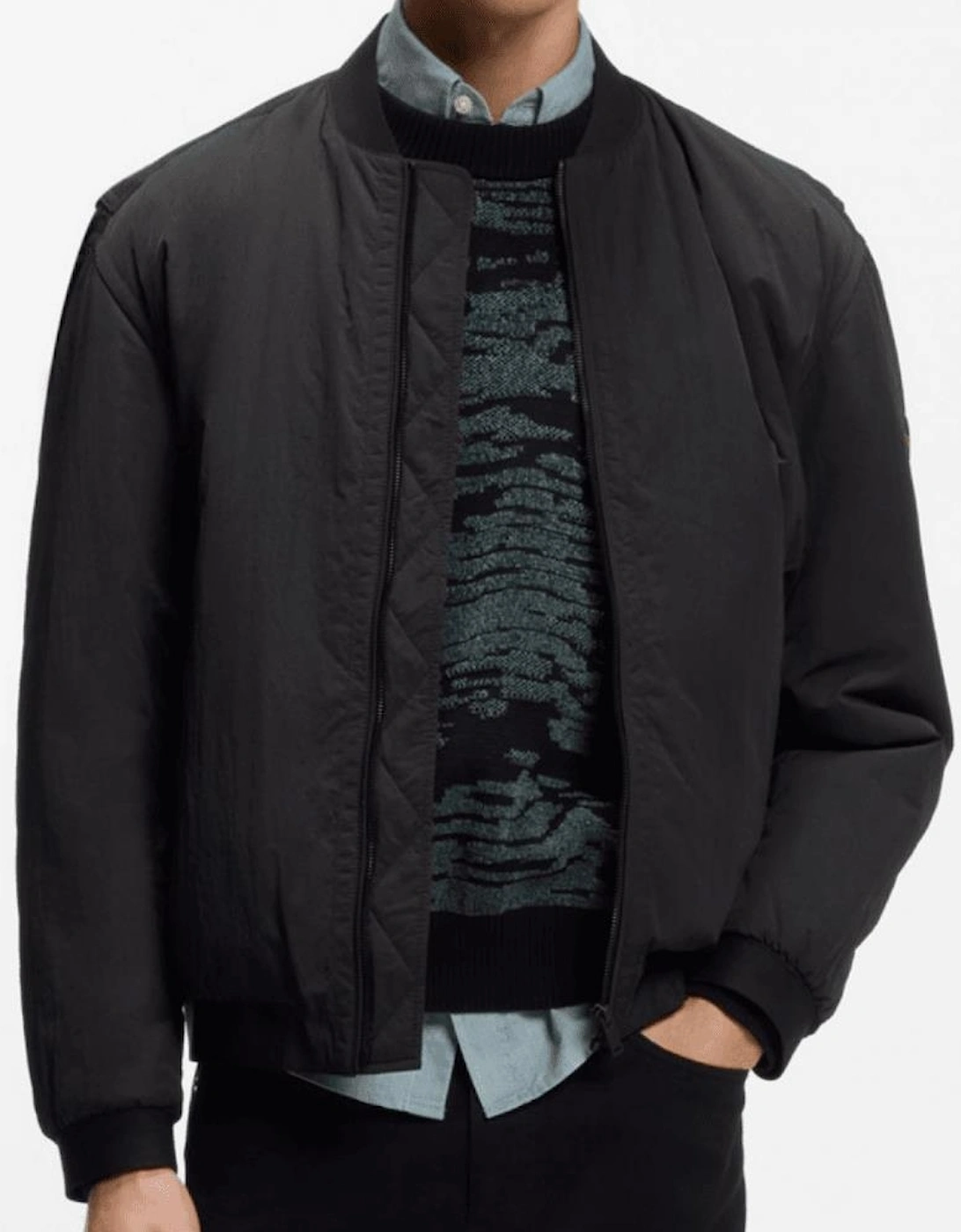Ovarsi Soft Touch Black Bomber Jacket