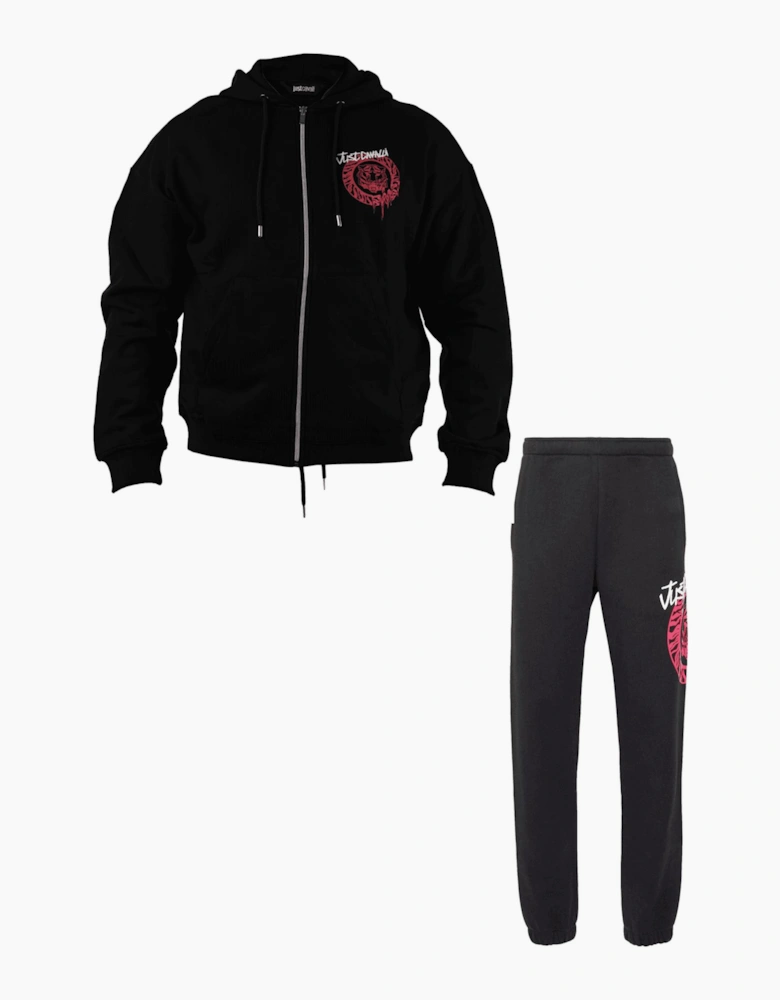 Dripping Logo Zip Up Black Tracksuit