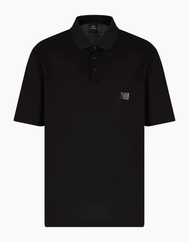 Mercerized Cotton Rubber AX Black Polo Shirt