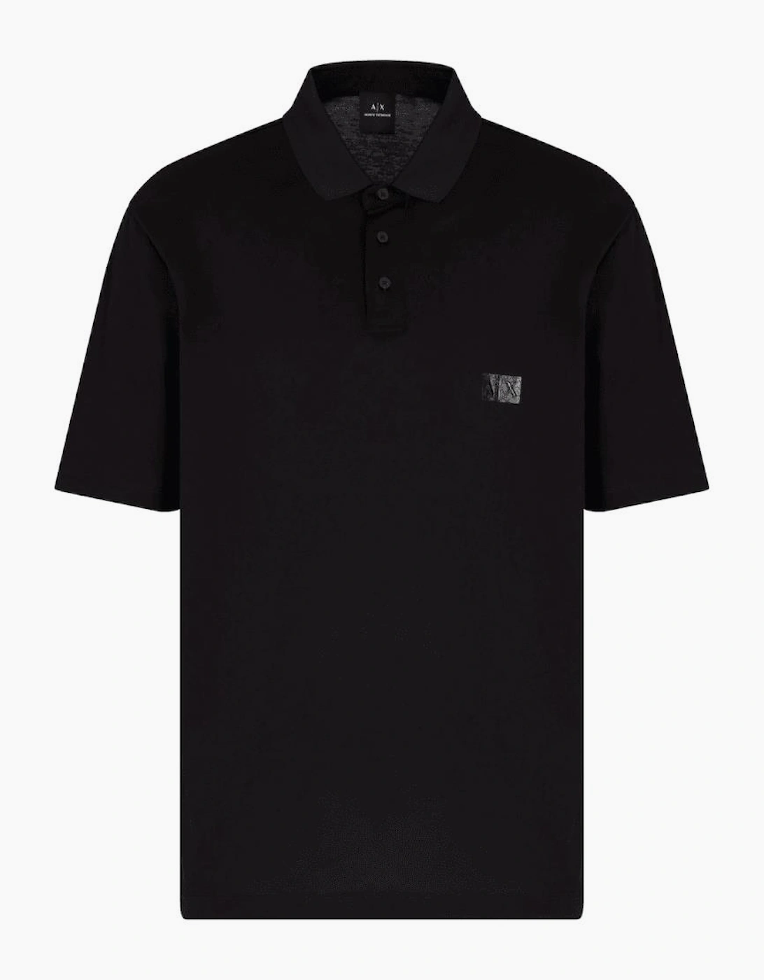Mercerized Cotton Rubber AX Black Polo Shirt