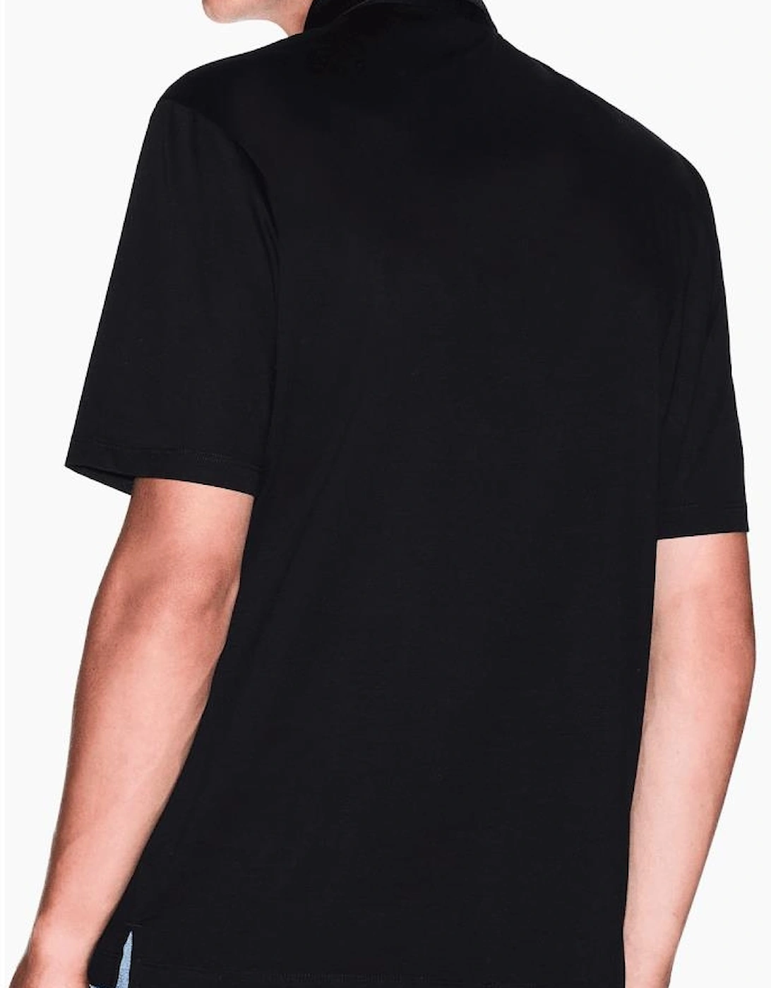 Mercerized Cotton Rubber AX Black Polo Shirt