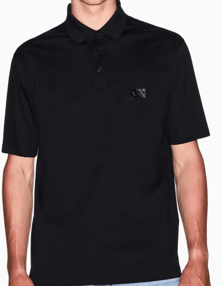 Mercerized Cotton Rubber AX Black Polo Shirt