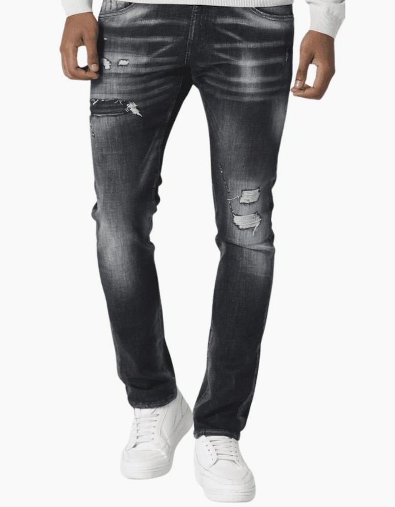 Todd 985 Slim Fit Ripped Black Wash Jeans