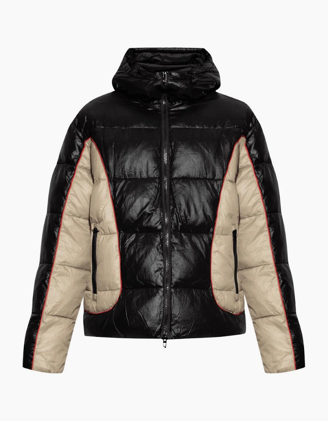 Diesel Men's W-OSTEND Colour Block Black Puffer Jacket - Size: 40/Regular