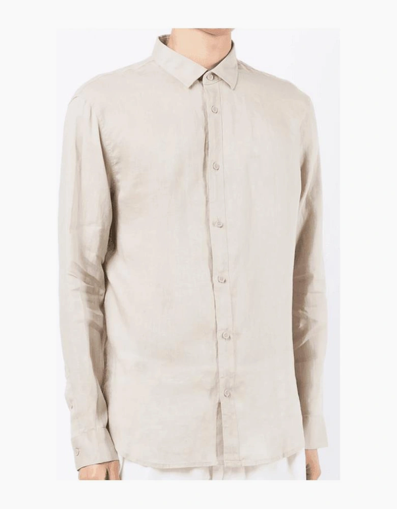 Linen Long Sleeve Beige Shirt