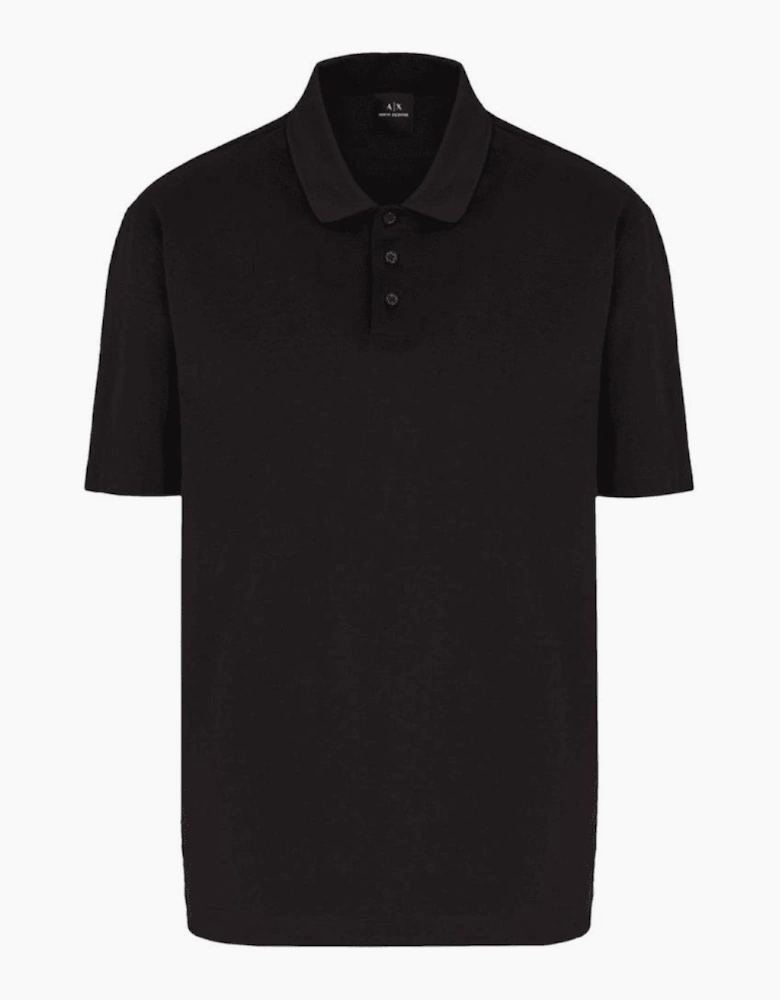 Mercerized Cotton Black Polo Shirt