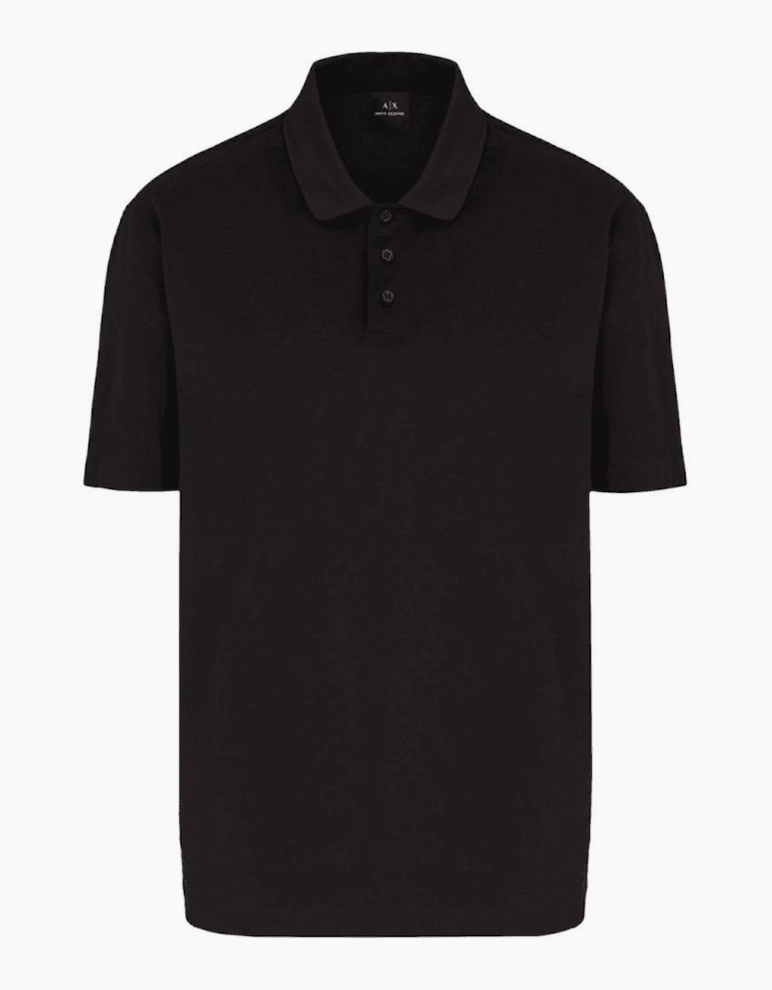 Mercerized Cotton Black Polo Shirt