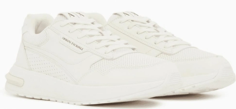 Perforated Leather Triple White Runner Sneaker