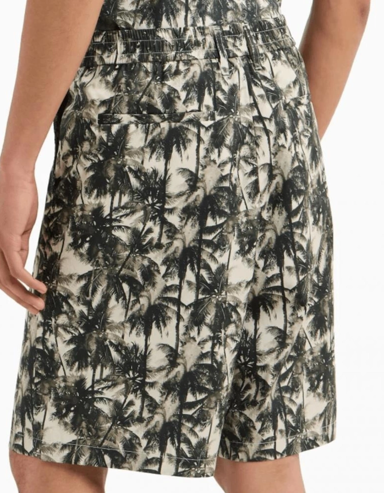 Palm Tree Printed Green Shorts